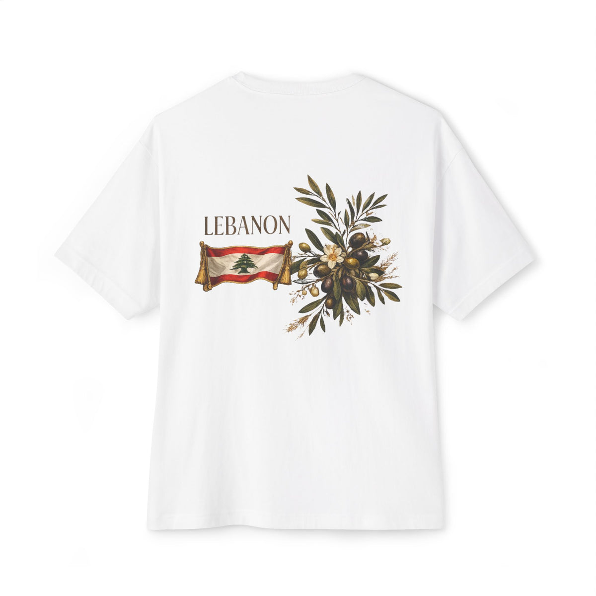Lebanon Flag & Olive Branch Tee | Oversized