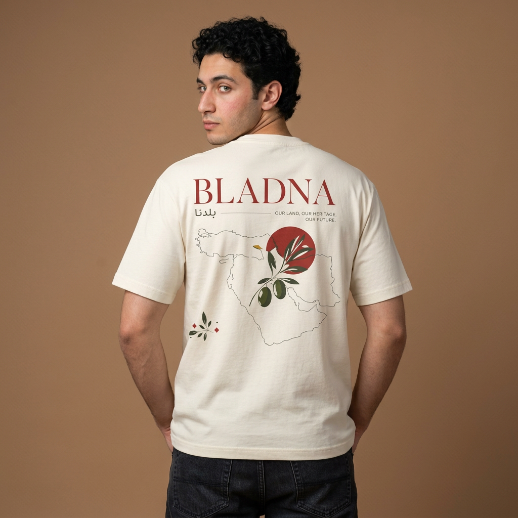 Bladna Olive Branch Map Tee| Oversized